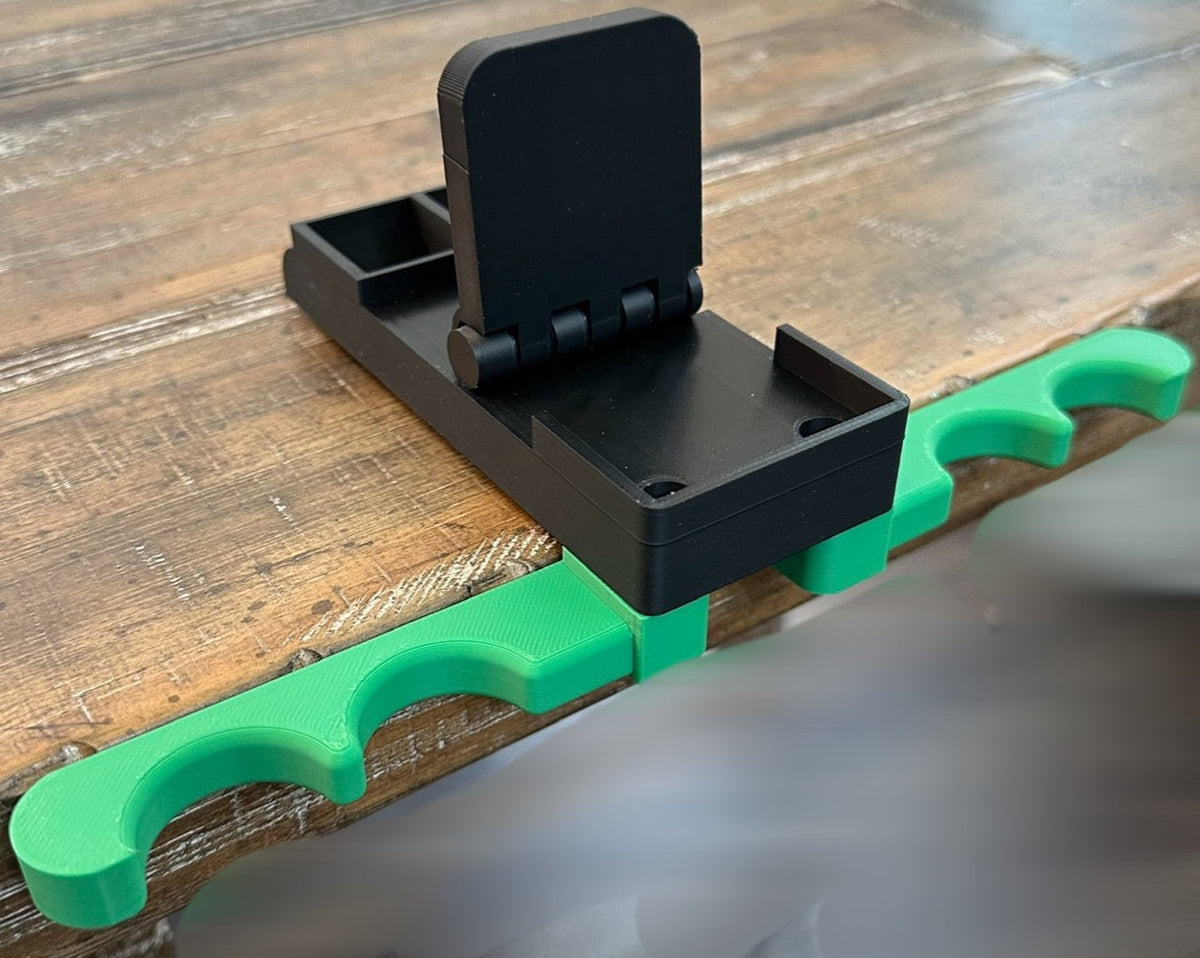 TableShark pool cue holder on a bar table holding cues and phone - 2-Pack bundle